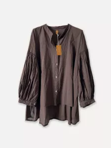 Blus med ballongärm, Espresso ALBA - Onesize - Reunion Home