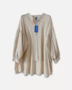 Blus med ballongärm, Beige ALBA - Onesize - Reunion Home