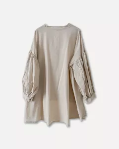 Blus med ballongärm, Beige ALBA - Onesize - Reunion Home