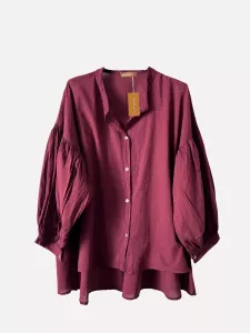 Blus med ballongärm, Vinröd ALBA - Onesize - Reunion Home