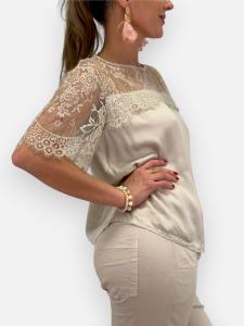 Topp med spetsdetaljer, Beige Amalia - Gemini