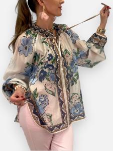 Blus, Blommig i tencel, Blå Anne - Gemini