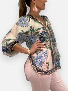 Blus, Blommig i tencel, Blå Anne - Gemini