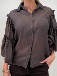 Blus med volangärm, Brun, Annora - Gemini