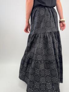 Maxikjol med hålmönster, Svart, Anya - Gemini