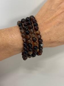 Armband med stenpärlor, Brun mix - Mix by Heart