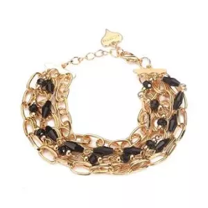 Armband, Flera kedjor i guld med svarta pärlor - Gemini