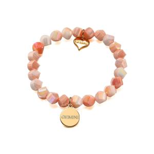 Armband, Aprikose fasetterade stenar - Gemini