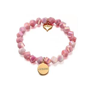 Armband, Rosa fasetterade stenar - Gemini