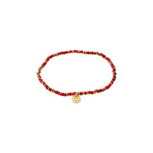 Armband rött Indie, guldpläterat - Pilgrim