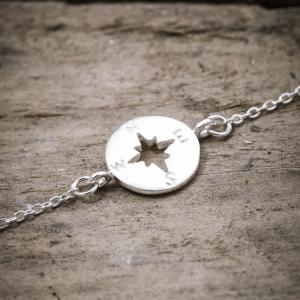 Silverarmband, Kompass - by faith