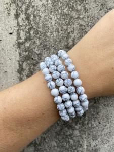 Armband med stenpärlor, Vitmelerad - Mix by Heart