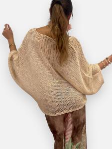 Stickad ponchotröja, Beige Emma - Gemini