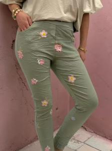 Magisk byxa med broderade blommor, Army Mirela  - Gemini