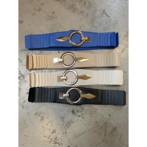 Elastiskt bälte, svart med silverspänne - Three M