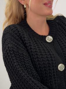 Kofta med stora guldknappar, Svart Gudrun - Gemini