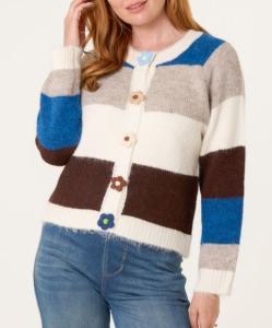 Stickad Kofta, Randig offwhite/brun/petrol/taupe, Melissa - Chica London / Caramelle Fashion
