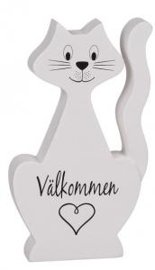 Stående Katt i trä - Välkomna