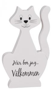 Stående Katt i trä - Här bor jag