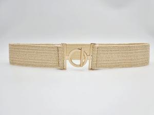 Elastiskt bälte i bast, Beige - Cat & Co