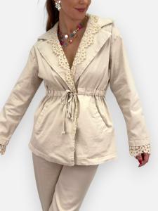 Canvasjacka med spets, Beige Jorun - Gemini