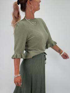 Tröja med volangärm, Army, Belia - Gemini