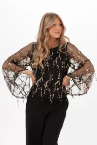 Blus med paljetter, Svart London - Capri Collection