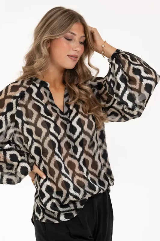 Blus Sheba Sand/Black - Capri Collection (S)
