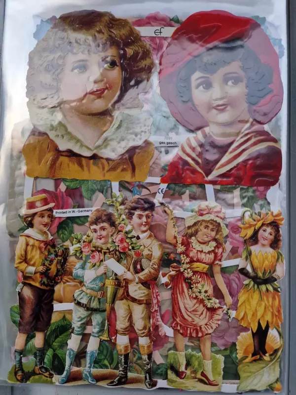 Bokmärken Blandade motiv; Djur, blommor mm (Häfte 6) - Bromma Kortförlag (4 barn i helfigur + 2 större ansikten)
