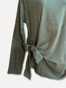 T-shirt med lång ärm och knyt, Forest Green, Boo - Reunion Home