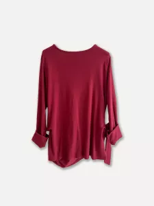 T-shirt med lång ärm och knyt, Wine, Boo - Reunion Home