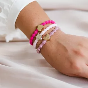 Snodd Metallic, Rosa med Guldhjärta - byEloise