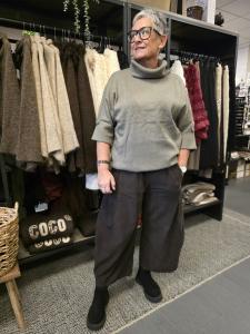 Stickad tröja med polo, Army Nelly - Caramelle Fashion