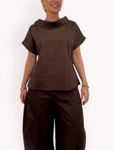 Blus med vid krage, Brun Amy - Gemini