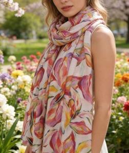 Scarves Multi, Storblommig i rosa, gult mm - Caramelle Fashion