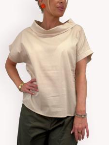 Blus med vid krage, Beige Amy - Gemini