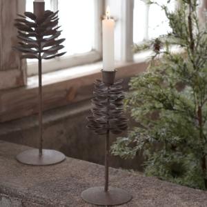 Ljusstake på fot, Kotte Antik Brun, Höjd: 23 cm - Chic Antique