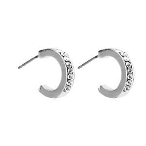 Örhängen, Creol med strass, Silverfärgad - Gemini