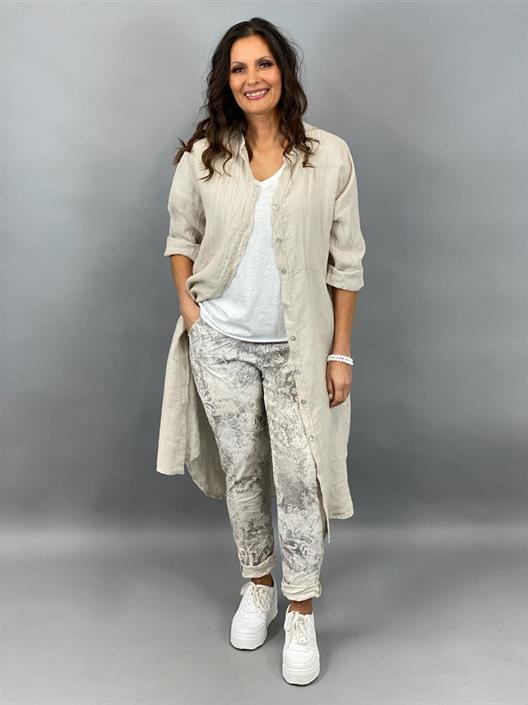 Linneskjorta lång, beige (Carina) - Mix by Heart LEV APRIL