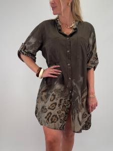 Klänning / Långskjorta, Leomönstrad Brun, Caris - Gemini
