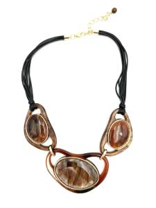 Halsband Kort, med 3 stora stenar - Cat & Co