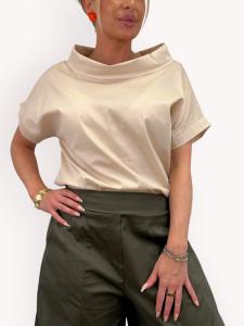 Blus med vid krage, Beige Amy - Gemini