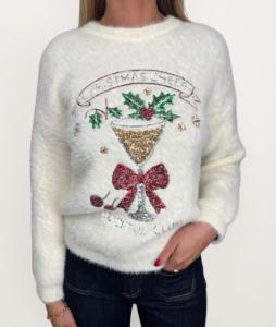 Stickad tröja, Offwhite Christmas Cheers, Rudy - Chica London    BERÄKNAD LEV: OKT