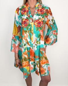 Klänning / Tunika, Aqua / Orange mönstrad, Ibiza - Caramelle Fashion    BERÄKNAD LEV: APRIL