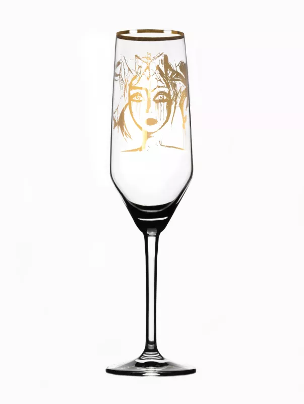 Champagneglas "Slice of life" (guld), Carolina Gynning
