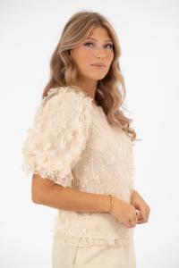 Blus med brodyr och påsydda blommor, Champagne Chateau - Capri Collection