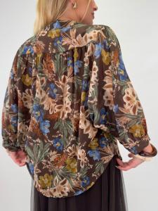 Blus, Blommönstrad Brun, Cissi - Gemini