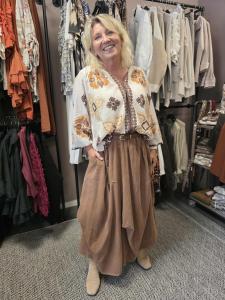 Blus, Mönstrad Vit, brun, rost, Hayley-  Black Colour