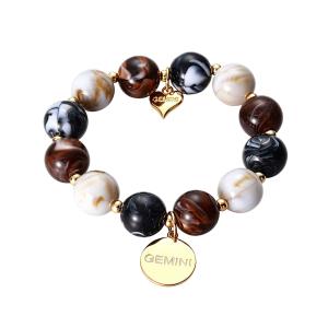 Armband, Runda kulor, Brun / Offwhite - Gemini