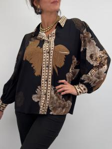 Blus, Mönstrad Leoparder och Blommor, Elva - Gemini